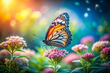 Fototapeta premium Miniature Butterfly World: A Whimsical Tilt-Shift Image