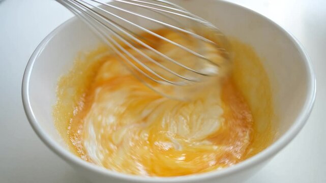 Whisking eggs with greek yogurt and sugar, cake cooking process