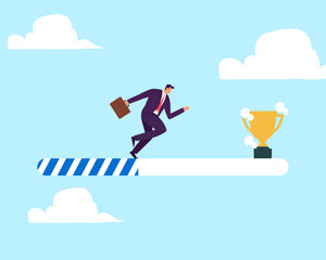 Progression from start to success, development or improvement, challenge to progress and win competition