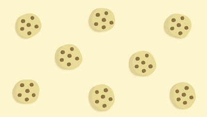 Chocolate chip cookies on a beige background