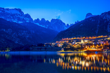 Molveno lake in Trentino, Italy  in winter season