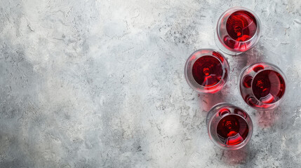 glasses with red wine on concrete table