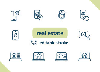 Real estate icons. House, buildings, home vector icon set