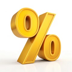 3D Golden Percentage Sign for Finance, Banking, and Sales
