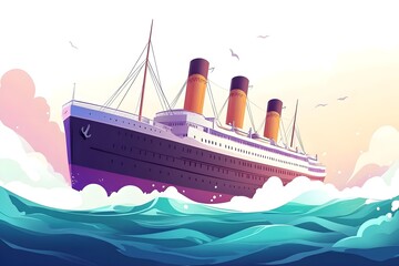 ship boat sea ocean cruise illustration vector travel vessel cartoon water sky yacht transportation marine wave transport sailing ferry nautical liner design shipping sail drawing
