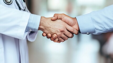 A doctor shaking hands with a patient, symbolizing trust, confidence, and professional care in healthcare