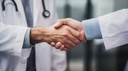 A doctor shaking hands with a patient, symbolizing trust, confidence, and professional care in healthcare