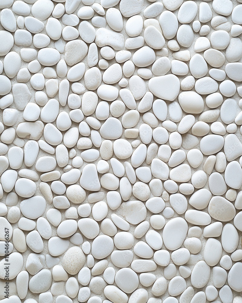 Poster serene arrangement of smooth white pebbles creating a calming stone mosaic background with natural t