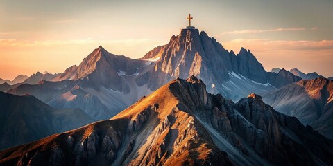 Minimalist Austrian Alps: Hochtor Peak Summit Cross, Dramatic Rocky Landscape