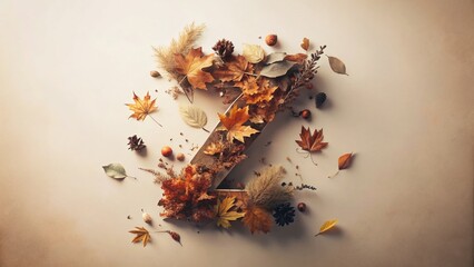 Minimalist Autumn Letter Z: Fall Foliage Typography