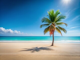Fototapeta premium Minimalist Beach Vacation: Golden Sand and Calm Ocean