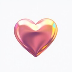 High-resolution stock photo a heart-shaped holographic sticker against a stark white background, professionally lit for commercial use, displaying a high-gloss finish 