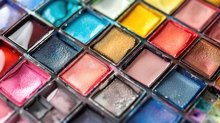 Fototapeta premium Watercolor Paints: Transparent and soft, these pastel paints in pink, blue, and yellow are perfect for creating delicate, ethereal pieces of artwork with subtle layers. 