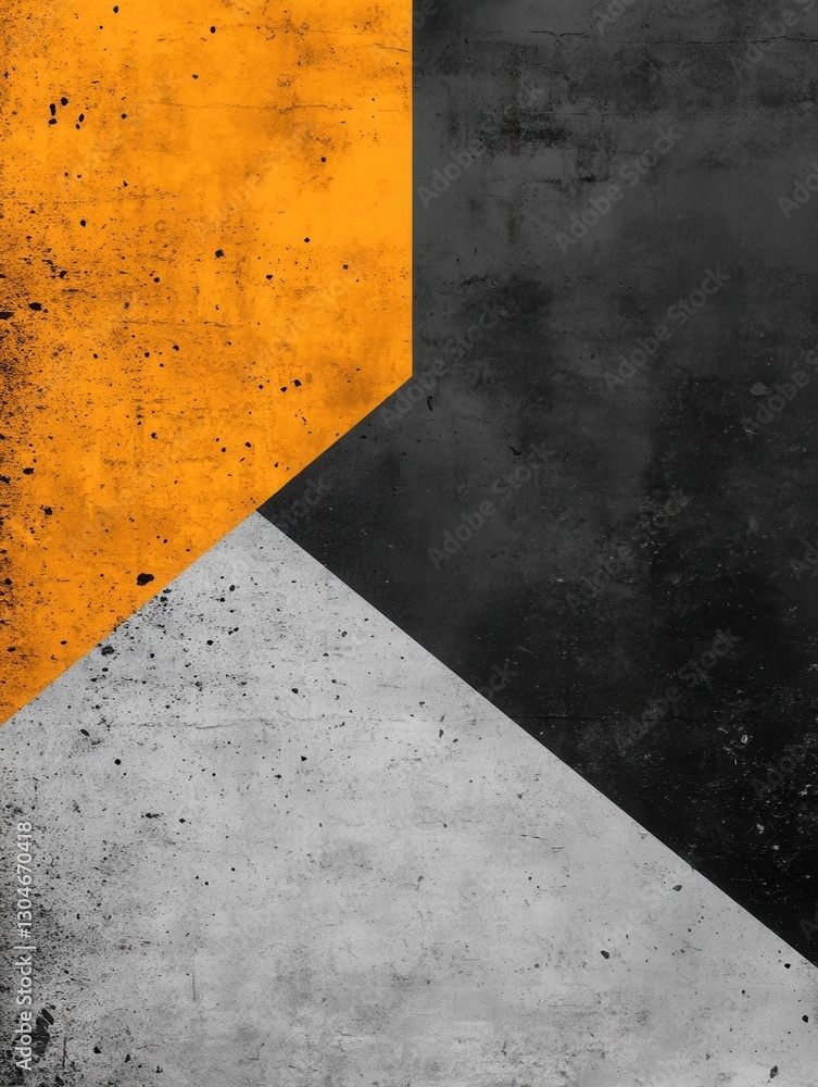 Poster geometric concrete texture with yellow black and gray color blocks for modern abstract background