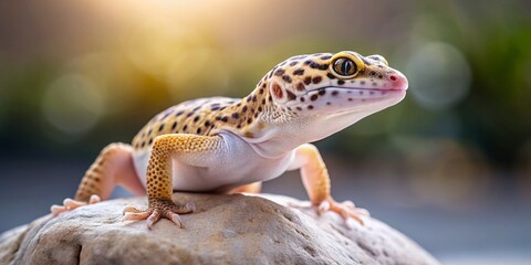 Obraz premium Minimalist Gecko Portrait: Desert Lizard on Smooth Stone