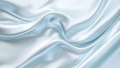 Obraz premium Soft, flowing light blue silk fabric with elegant drapes and folds.
