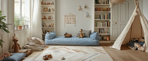 Cozy Child's Playroom with Reading Nook and Teepee