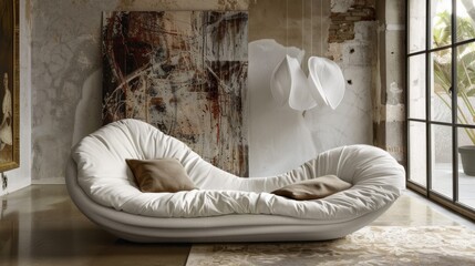 White Sofa: A contemporary, minimalist piece, this white sofa adds a light, fresh touch to your living room, creating a spacious, open atmosphere.
