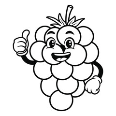 Fototapeta premium Thumbs up Green Grape vector illustration and Line art with white background