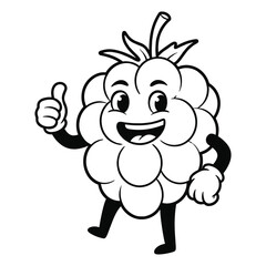 Thumbs up Green Grape vector illustration and Line art with white background