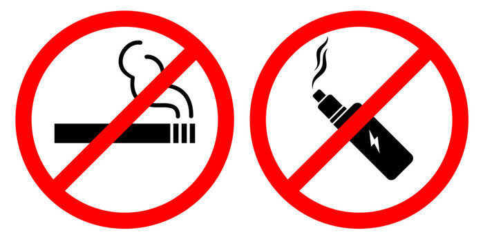 no smoking and no vaping warning sign. electronic cigarette prohibition sign.
