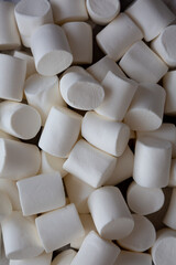 Soft White Marshmallows in a Bowl, top view.