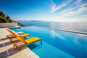 Obraz premium Minimalist Summer: Corfu Cliffside Pool & Sea View