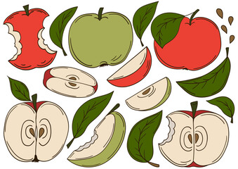 Set of color illustrations in hand draw style