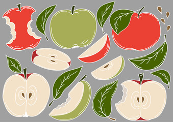 Set of color illustrations in hand draw style