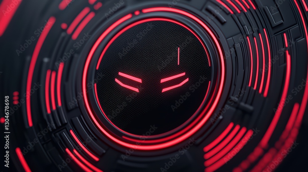 Aufkleber futuristic red and black design featuring elements of artificial intelligence and cybersecurity