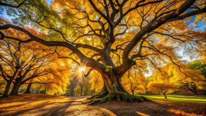 Majestic Old Tree Central Park Autumn Landscape Photography, Fall Colors, NYC Nature Scene, Iconic Tree, Park Scenery