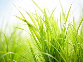 Naklejka premium Minimalist White Background with Sparse Thin Grass, Copy Space