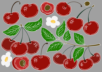 Set of color illustrations in hand draw style