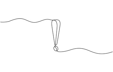Dangerous sign line continuous drawing vector. One line dangerous sign vector background, Continuous drawing vector, Exclamation mark one line drawing.