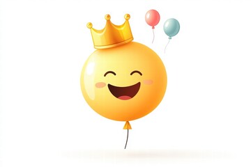 Fototapeta premium emoji smiley face balloons and jester hat on a white background. April Fool's Day