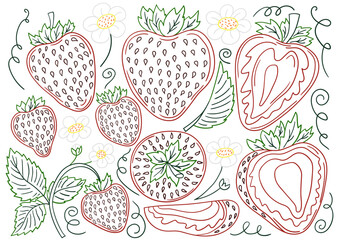 Set of color illustrations in hand draw style