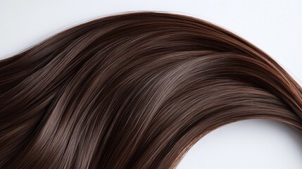 Fototapeta premium Healthy brown hair strands, studio shot, smooth texture, salon background