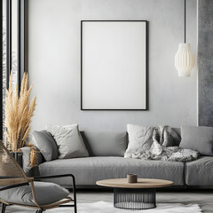 Frame mockup, ISO A paper size. Modern interior design. 3D render