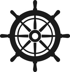 Obraz premium minimalistic ship helm silhouette isolated on white background 
