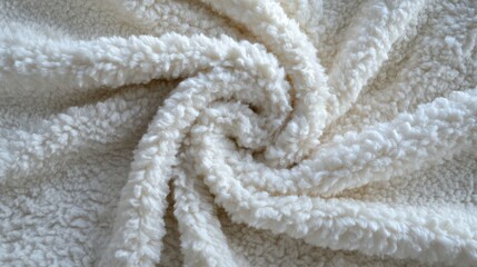 Soft White Fluffy Fabric Swirled in a Spiral Pattern