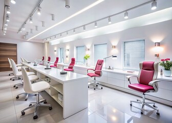 Modern Minimalist White Nail Salon Interior Design - Architectural Photography