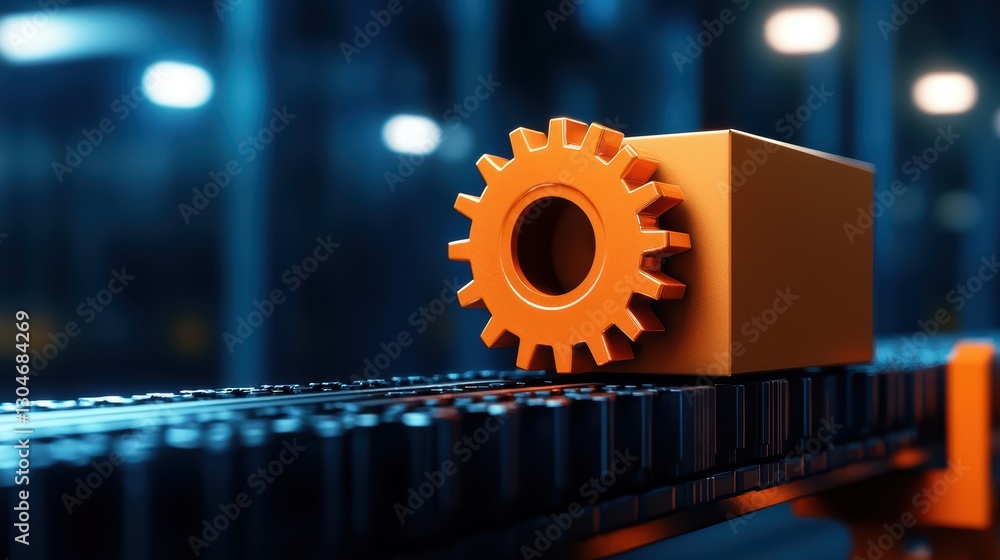 Poster modern machinery spotlighting edge computing integration in industrial setting