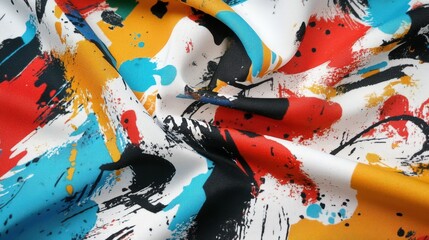 Abstract Colorful Fabric Draped Showing Bold Brushstrokes