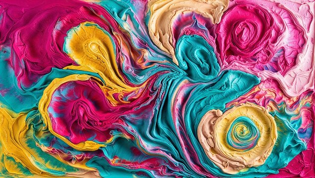 A vibrant interplay of spirals and colors creates visual intrigue.