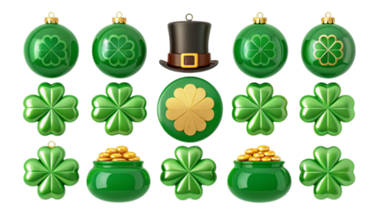 Festive St. Patrick's Day Pattern with Shamrocks, Gold Coins, and Pot of Gold