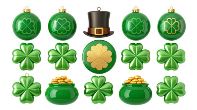 Festive St. Patrick's Day Pattern with Shamrocks, Gold Coins, and Pot of Gold - Powered by Adobe