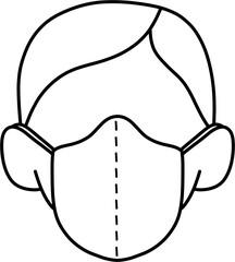 마스크 사람 흑백