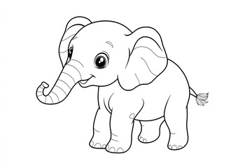 Obraz premium Cute Baby Elephant Coloring Page