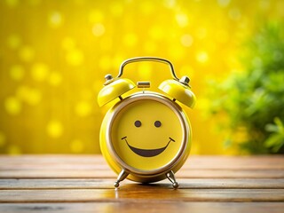 Motivational Monday: Smiling Face, Alarm Clock, Yellow Background Landscape