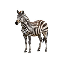 Obraz premium Zebra stands alone, showcasing distinctive black and white stripes on a transparent background, embodying its wild beauty and grace.
